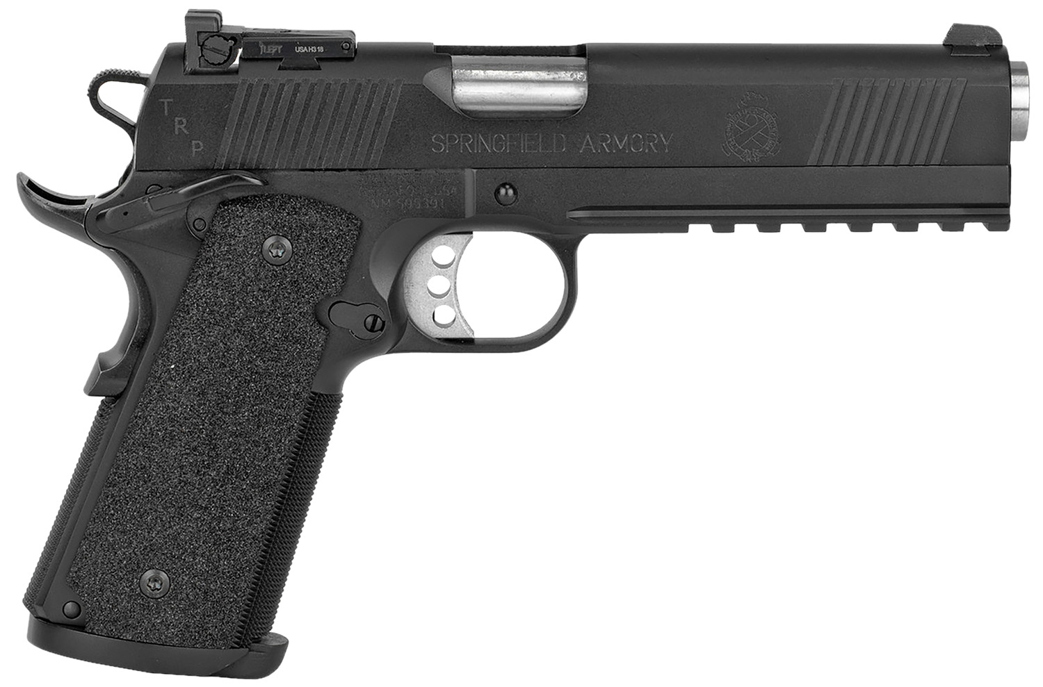 Springfield Armory PC9105LCA18 1911 TRP Operator *CA Compliant 45 ACP 5″ 7+1 Black Armory Kote Long Black Carbon Steel Slide Black G10 Grip