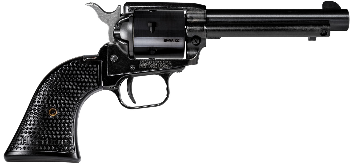 Heritage Mfg RR22MB4PG Rough Rider 22 LR/22 WMR 6 Shot, 4.75″ Black Steel Barrel, Black Cerakote Zinc Alloy Frame, Black Cerakote Cylinder, Black Polymer Grip, Hammer/Thumb Safety, Exposed Hammer