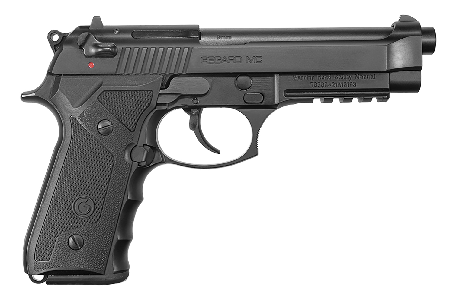 EAA GIRSAN 390080 Regard MC Full Size 9mm Luger 18+1 4.90″ Black Steel Barrel, Blued Serrated Slide, Black Aluminum Frame w/Picatinny Rail, Black Polymer Grips, Ambidextrous