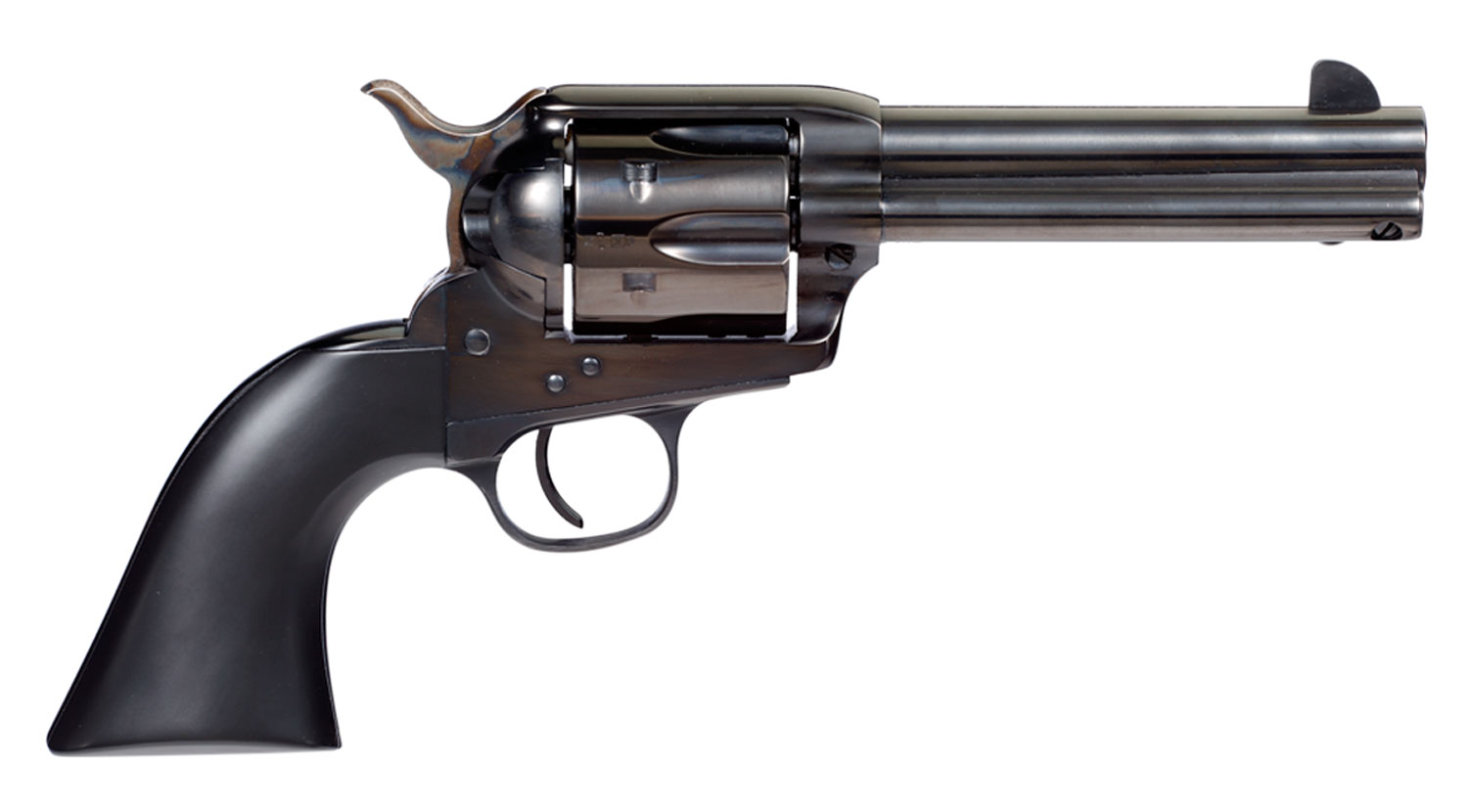 Taylors & Company 555161 Devil Anse 45 Colt (LC) Caliber with 4.75″ Blued Finish Barrel, 6rd Capacity Blued Finish Cylinder, Color Case Hardened Finish Steel Frame & Matte Black Wood Grip