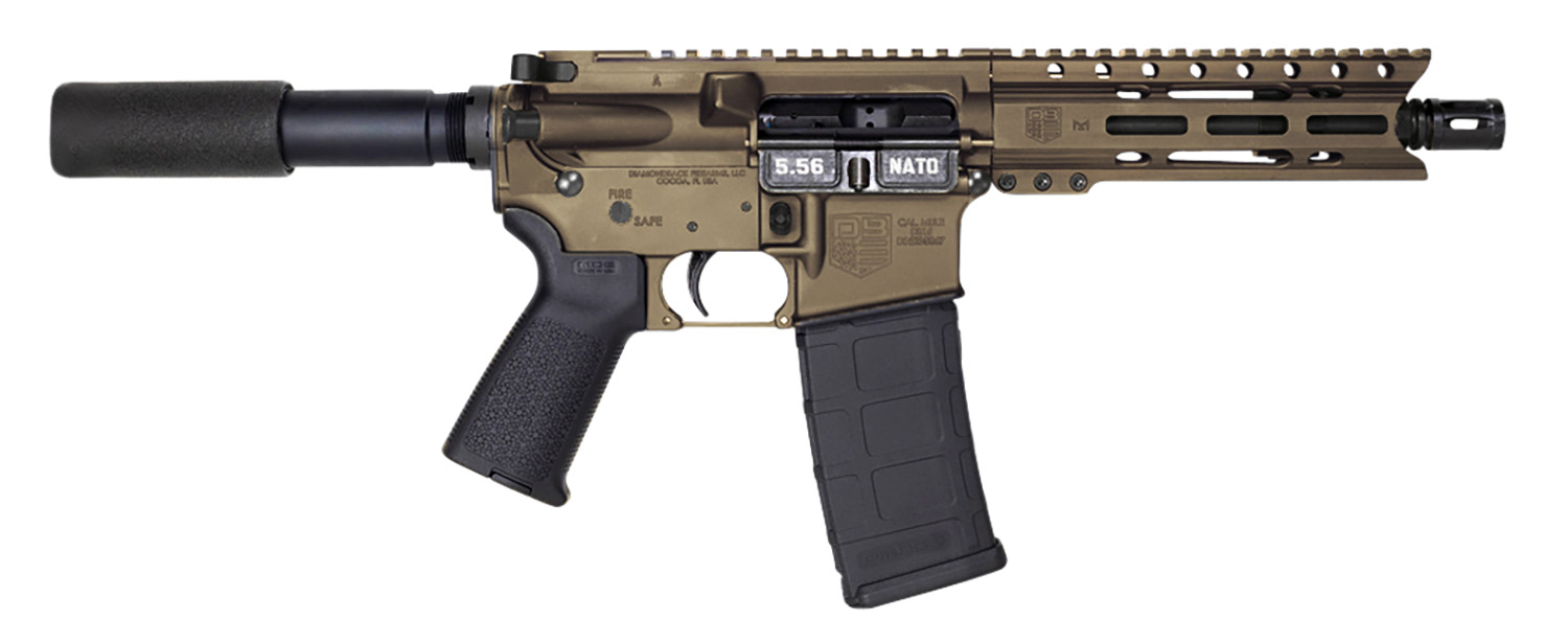 Diamondback DB1912K071 DB15 5.56x45mm NATO 30+1 7″ Black Nitride Threaded Barrel, M-LOK Handguard, Midnight Bronze Aluminum Picatinny Rail Receiver, Black Buffer Tube, Black Magpul Grip, Right Hand