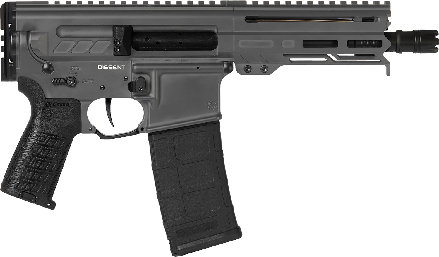 CMMG 30A0E33TNG Dissent MK4 300 Blackout 30+1 6.50″, Tungsten Gray Cerakote Rec, OEM Grip, Picatinny Buffer Adapter, Zeroed Drop-In Single Stage Trigger