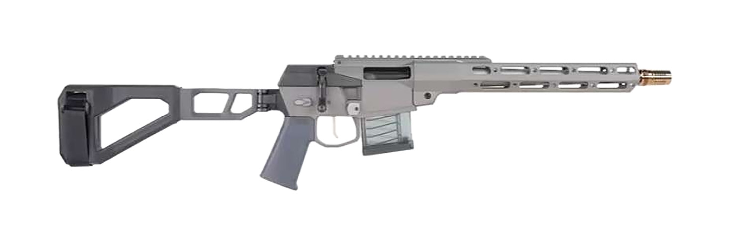 Q LLC MINIFIX55612INPISTOL Mini Fix 5.56 NATO 12″ Gray Tapered Threaded Barrel, M-LOK Handguard, Gray Picatinny Rail Receiver, Adj Folding Stock, Polymer Grip