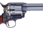 Taylors & Company 556208DE Short Stroke Gunfighter  45 Colt (LC) 6rd 5.50″ Blued Cylinder & Barrel Color Case Hardened Steel Frame Checkered Walnut Army Size Grip (Taylor Tuned)