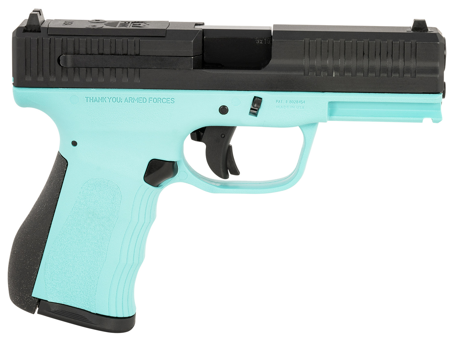 FMK FMKG49BJ G3 9mm Luger 14+1 4″ Stainless Steel Barrel, Black Optic Cut/Serrated Carbon Steel Slide, Blue Jay Polymer Frame w/Picatinny Rail, Black Backstrap Grip