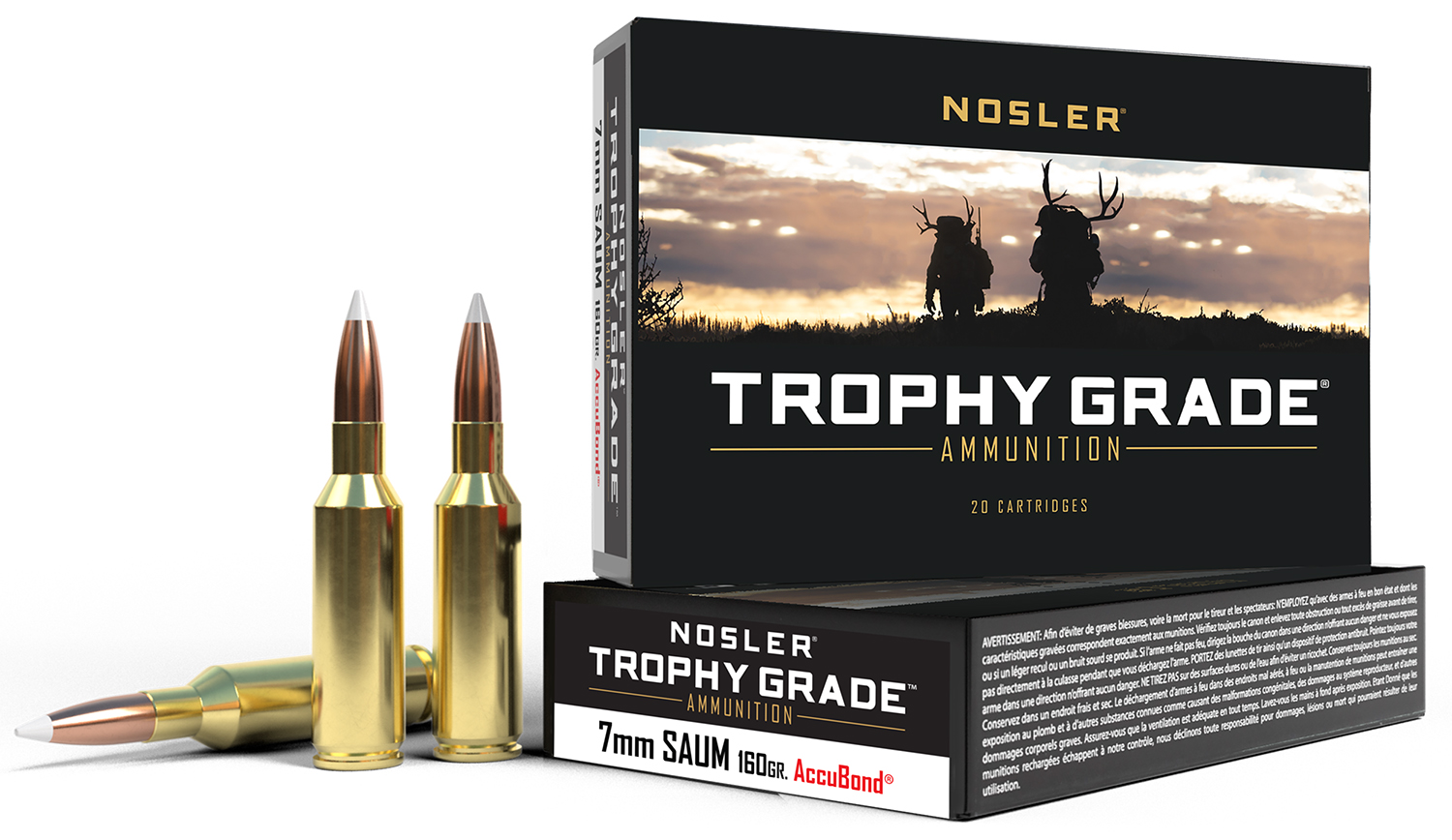 Nosler 60045 Trophy Grade  7mmRemSA UltraMag 160gr Nosler Spitzer Partition 20 Per Box/10 Case
