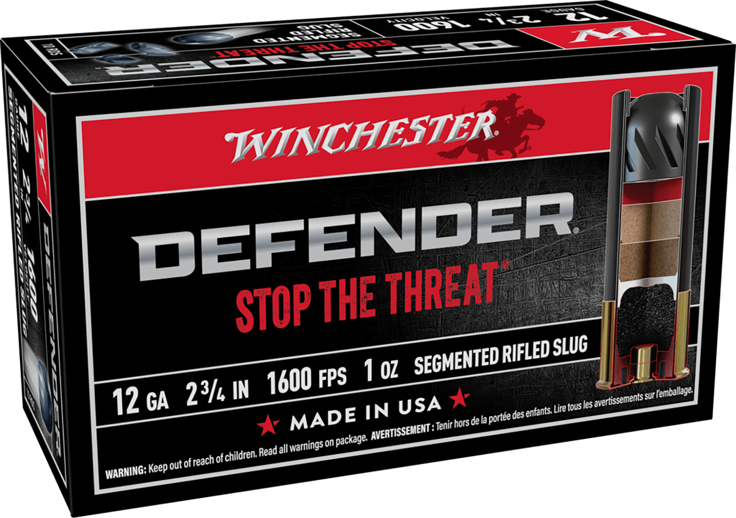 Winchester Ammo S12PDX1S PDX1 Defender 12Gauge 2.75″ 1oz Rifled Slug Shot 10 Per Box/10 Case