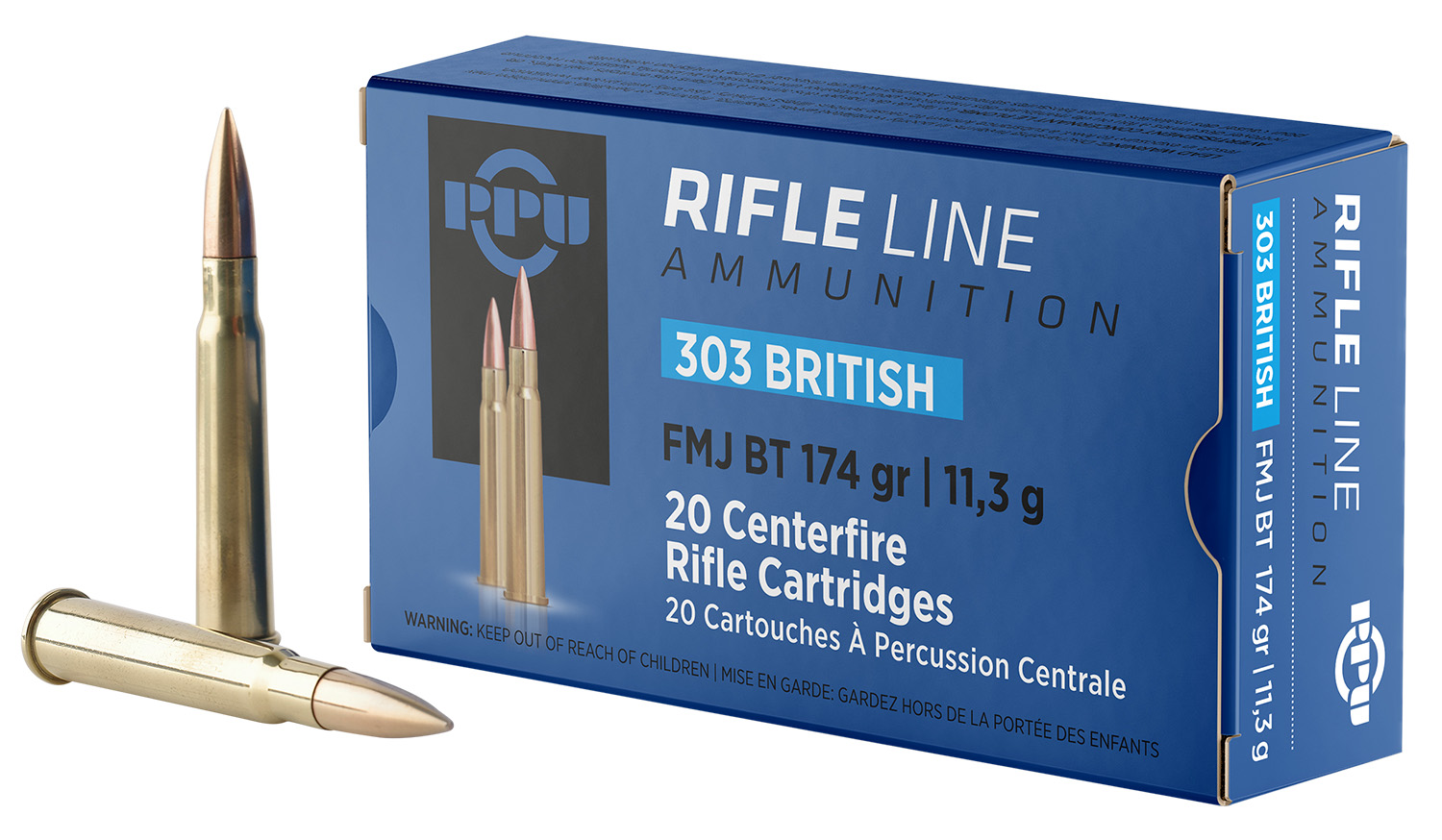 PPU PP303F Standard Rifle 303British 174gr Full Metal Jacket Boat Tail 20 Per Box/10 Case