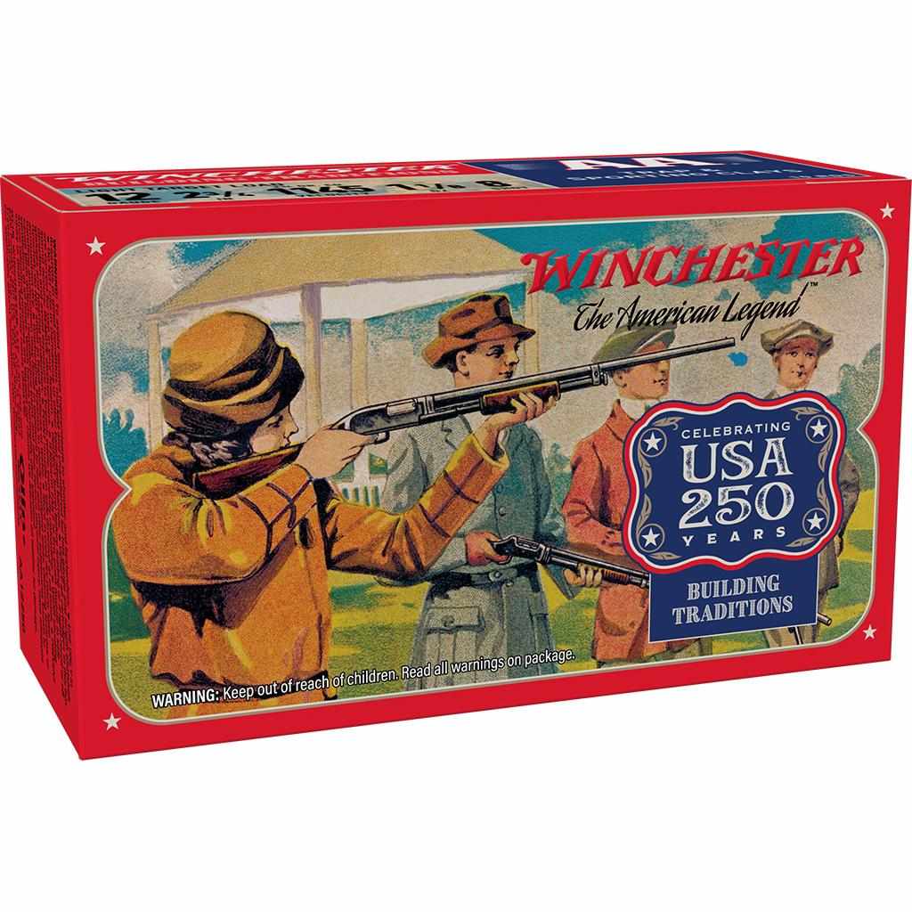 Winchester USA 250th Anniversary Shotshells 12ga 2-3/4″ 1-1/8oz 980fps #8 10/ct
