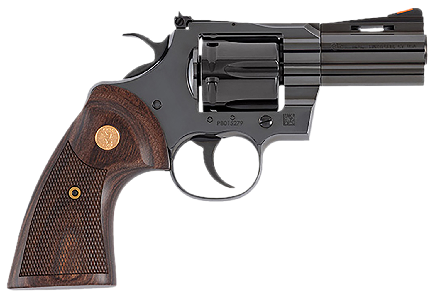 Colt Mfg PYTHONBP3WTS Python 357 Mag/38 Special 6 Shot 3″ Blued Carbon Steel Vent Rib Barrel, Cylinder & Frame, Wood Grip, Exposed Hammer