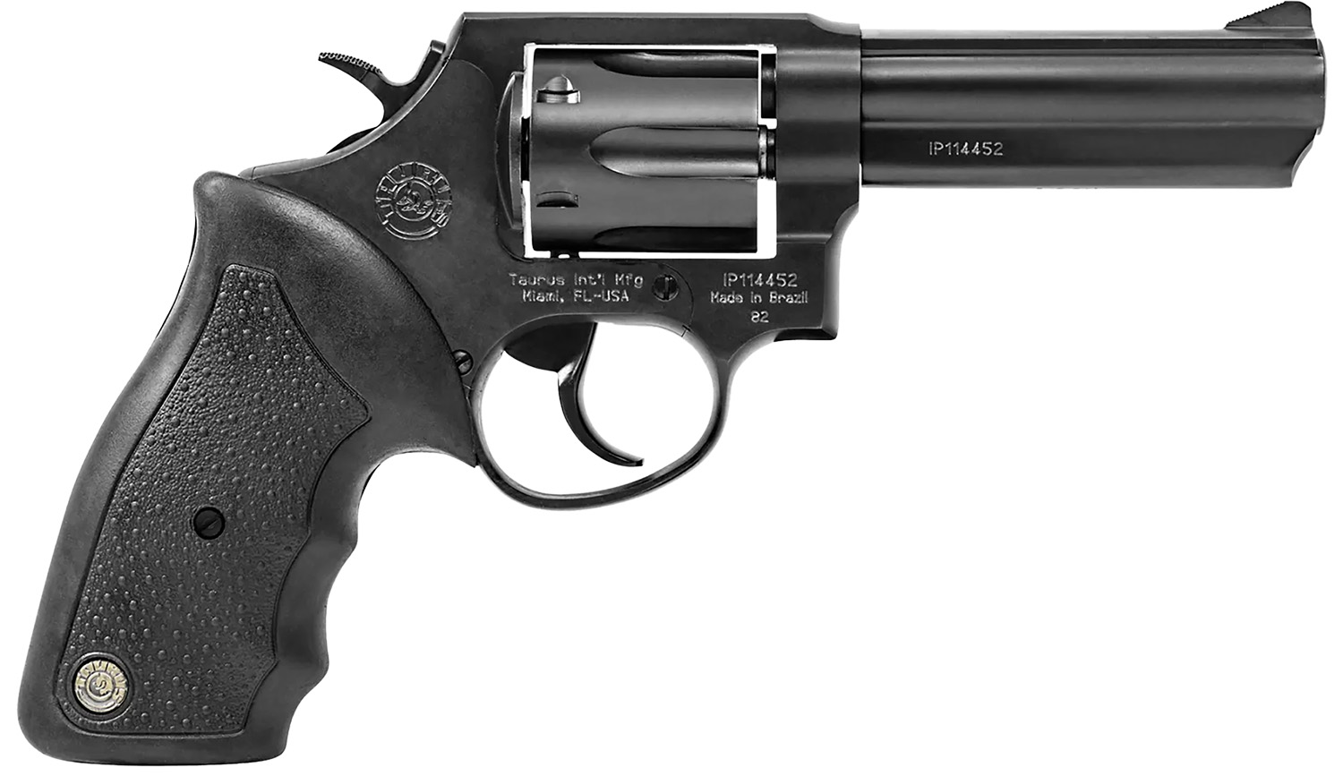 Taurus 2-820041 82 Medium 38 Special +P 6 Shot 4″ Matte Black Oxide Alloy Steel Barrel, Cylinder & Frame, Black Finger Grooved Rubber Grip, Transfer Bar Safety, Exposed Hammer