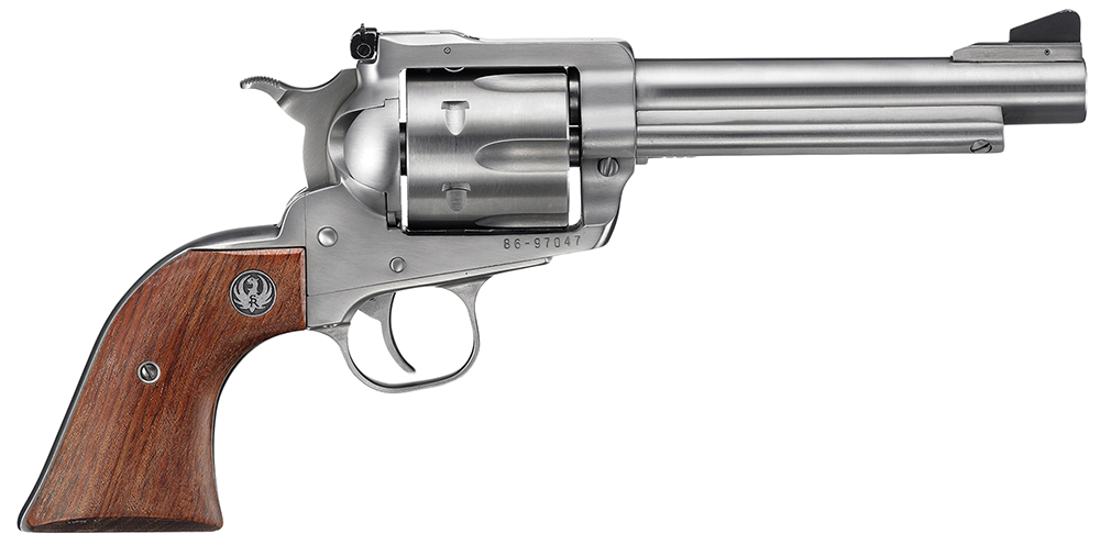 Ruger 0811 Super Blackhawk Large Frame 44 Rem Mag/44 Special 6rd 5.50″ Satin Stainless Steel Barrel, Cylinder & Frame, Hardwood Grip, Transfer Bar Safety, Exposed Hammer
