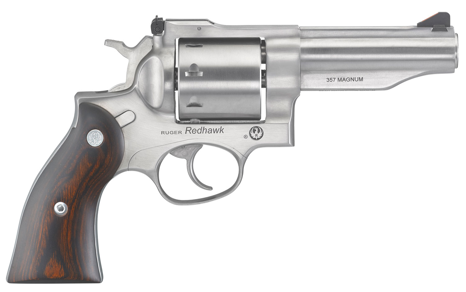 Ruger 5059 Redhawk *MA Compliant 357 Mag 4.20″ Barrel 8rd Triple-Locking Cylinder, Satin Stainless Steel, Hardwood Grip, Transfer bar Safety