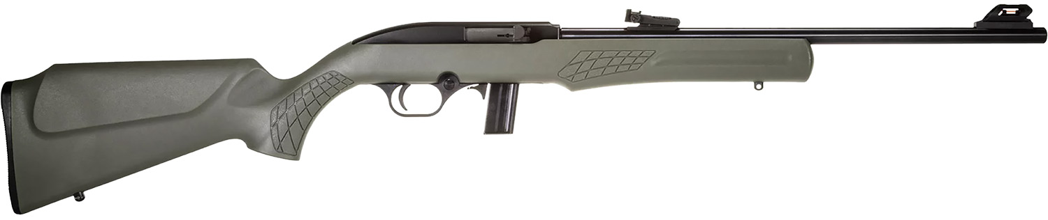 Rossi RS22L1811OD RS22 Semi-Auto 22 LR Caliber with 10+1 Capacity, 18″ Barrel, Matte Black Metal Finish & Monte Carlo OD Green Synthetic Stock Right Hand (Full Size)
