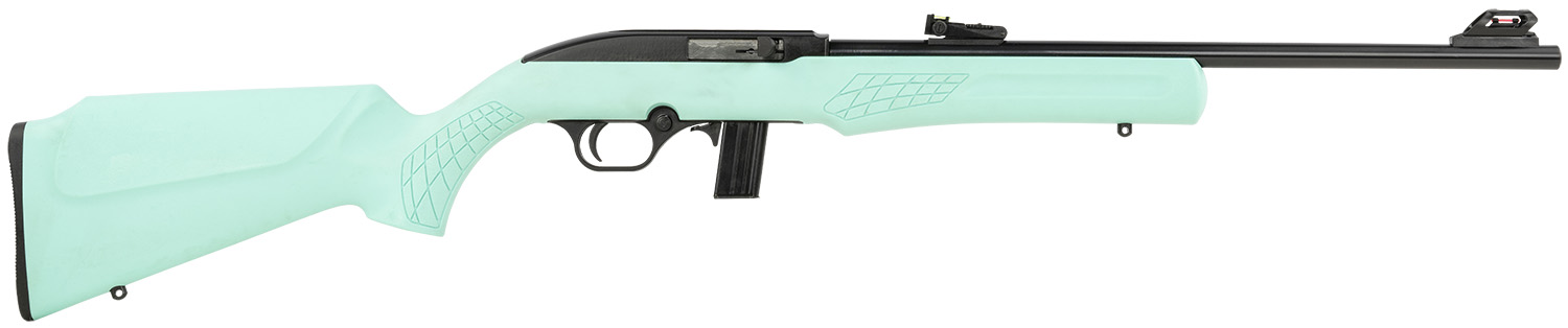 Rossi RS22L1811TL RS22 Full Size 22 LR 10+1 18″ Matte Black Steel Barrel, Matte Black Grooved Aluminum Receiver, Teal Synthetic Fixed Stock