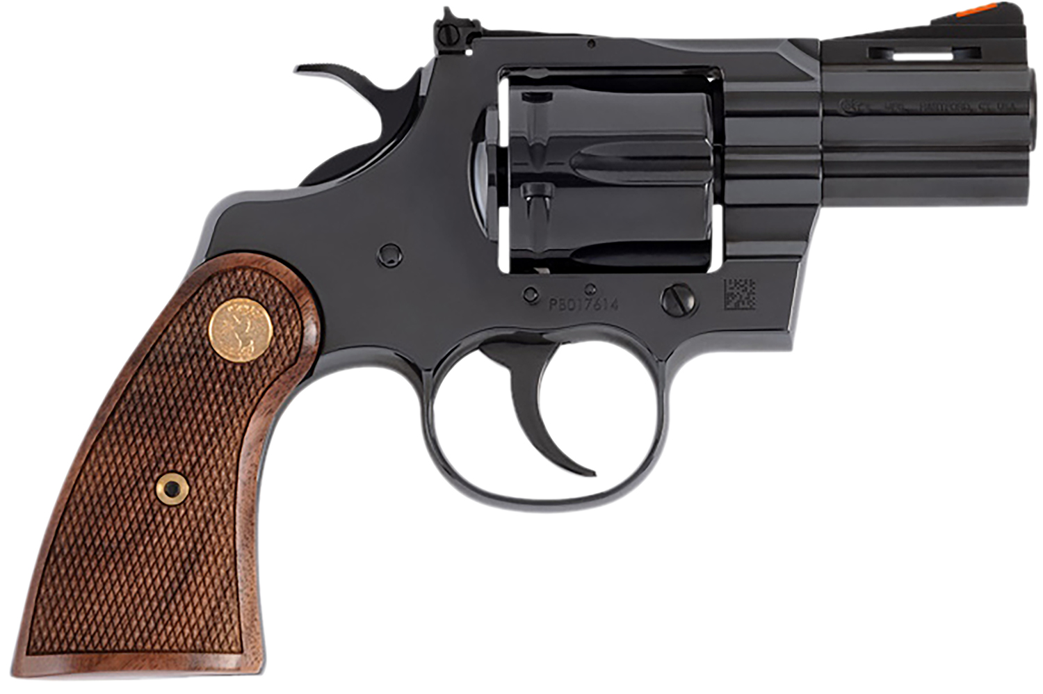 Colt Mfg PYTHONBP2WTS Python 357 Mag/38 Special 6 Shot 2.50″ Blued Carbon Steel Vent Rib Barrel, Cylinder & Frame, Wood Grip, Exposed Hammer