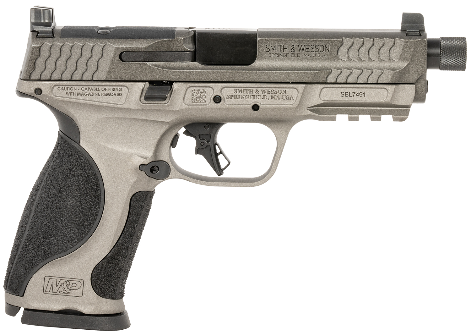 Smith & Wesson 14162 M&P M2.0 Full Size Frame 9mm Luger 17+1, 4.63″ Black Threaded Barrel, Gray Optic Cut/Serrated Steel Slide, Gray Aluminum Frame w/Picatinny Rail, Black Polymer Grip