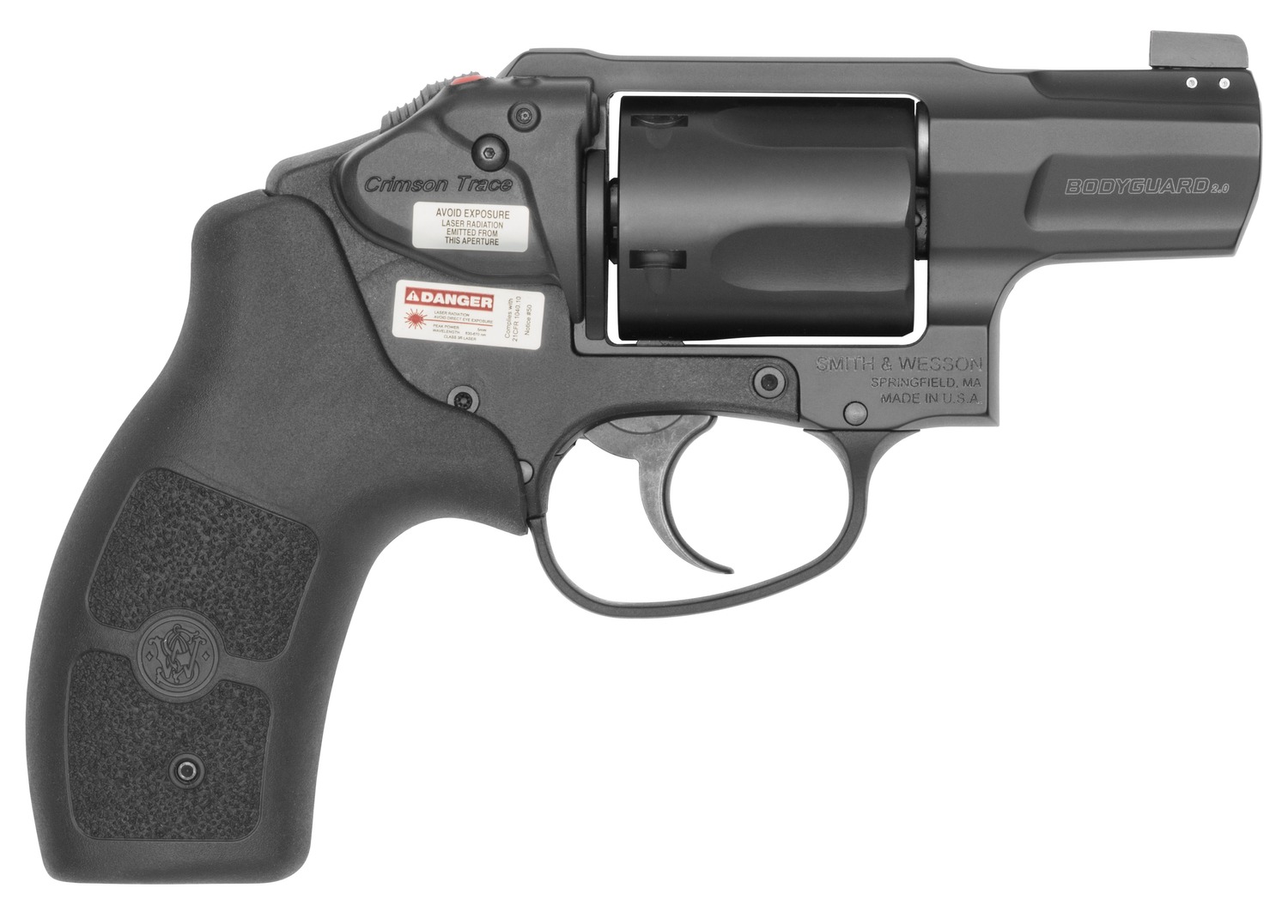 Smith & Wesson 14508 Bodyguard 2.0 w/Laser Small 38 Special +P 5 Shot 1.88″ Black Stainless Steel Barrel, Black PVD Cylinder, Black Aluminum Alloy Frame, Black Polymer Grip, Crimson Trace Laser, Conce