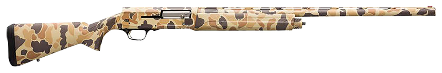 Browning 0119082004 A5  12 Gauge 28″ Barrel 3.5″ 4+1, Full Coverage Vintage Tan Camo, Textured Synthetic Stock With Close Radius Pistol Grip