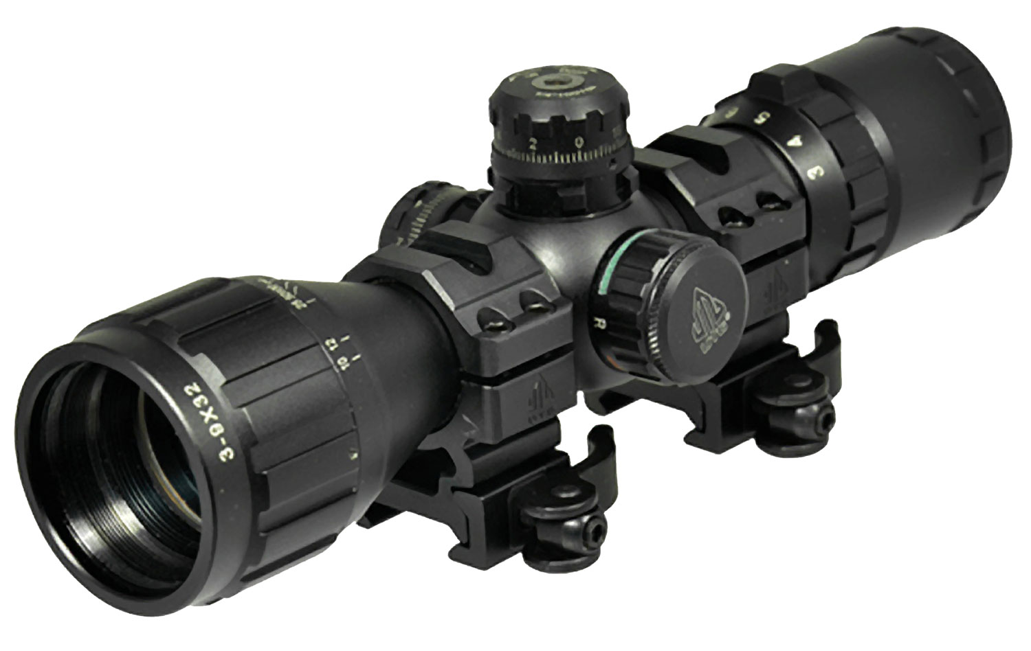 UTG SCP-M392AOLW BugBuster Black Hardcoat Anodized 3-9x32mm 1″ Tube Illuminated Red/Green Mil-Dot Reticle