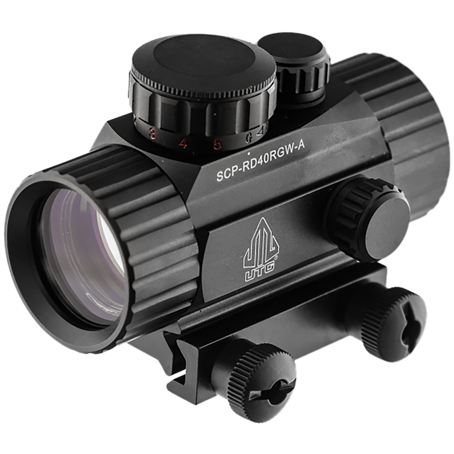UTG SCPRD40RGWA ITA  Black Anodized 1x 38mm Tube 4 MOA Red/Green CBQ Dot Reticle