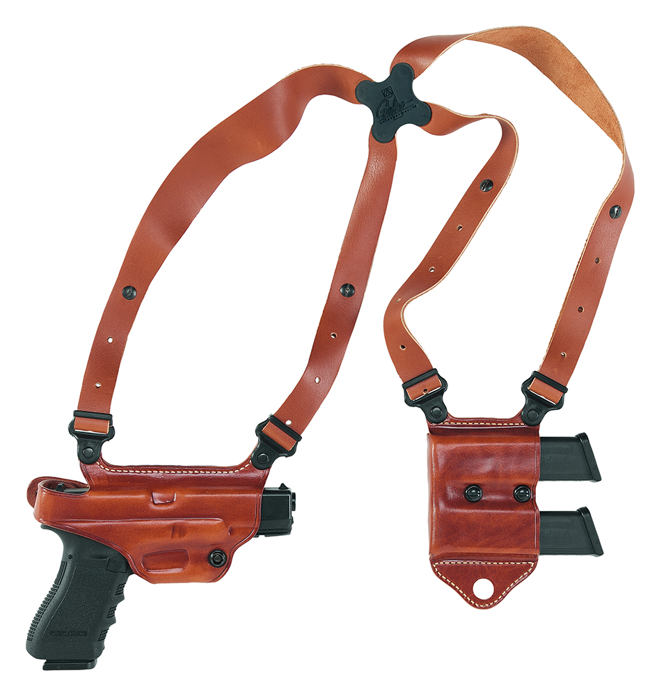 Galco MCII224 Miami Classic II Shoulder System Size Fits Chest Up To 56″ Tan Leather Compatible w/Glock 17 Gen1-5/19 Gen1-5/22 Gen2-5 Right Hand