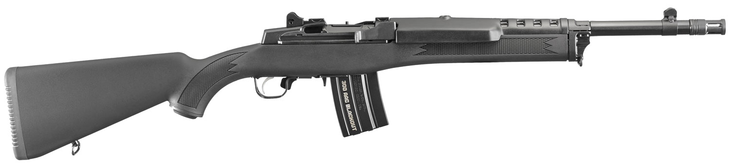 Ruger 5864 Mini-14 Tactical 300 Blackout 20+1 16.12″ Blued Threaded Barrel, Blued Drilled & Tapped Steel Receiver, Black Synthetic Fixed Stock, Right Hand