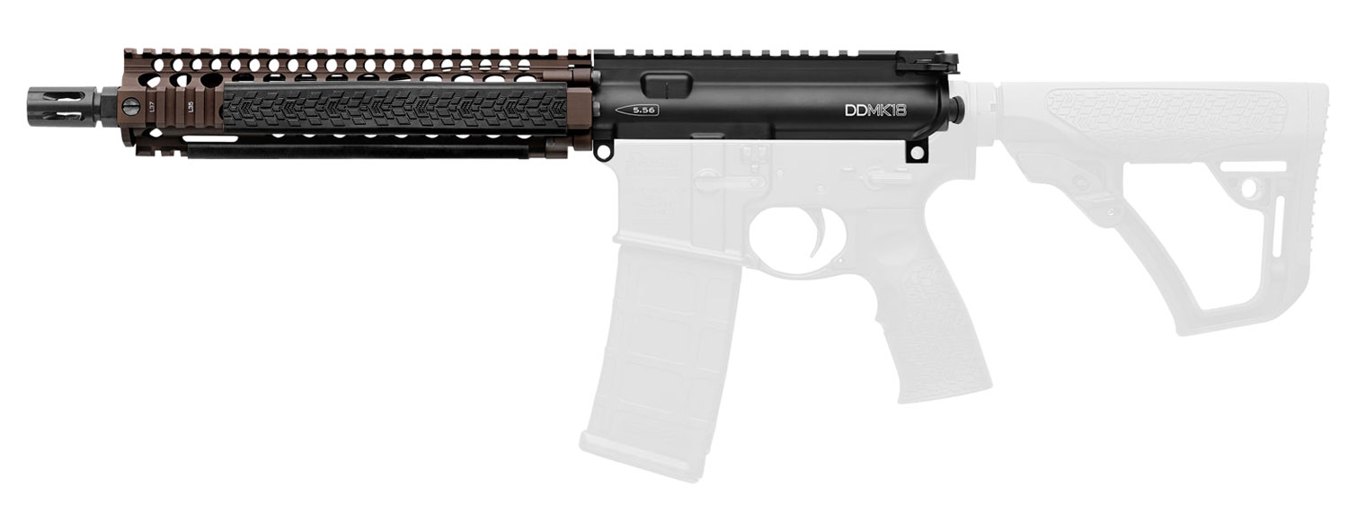 Daniel Defense 2300408013011 MK18 Upper Group 5.56x45mm NATO 10.30″ Black Phosphate Barrel, 7075-T6 Aluminum Black Anodized Receiver, Flat Dark Earth DD RISII MK18 Handguard for AR-15