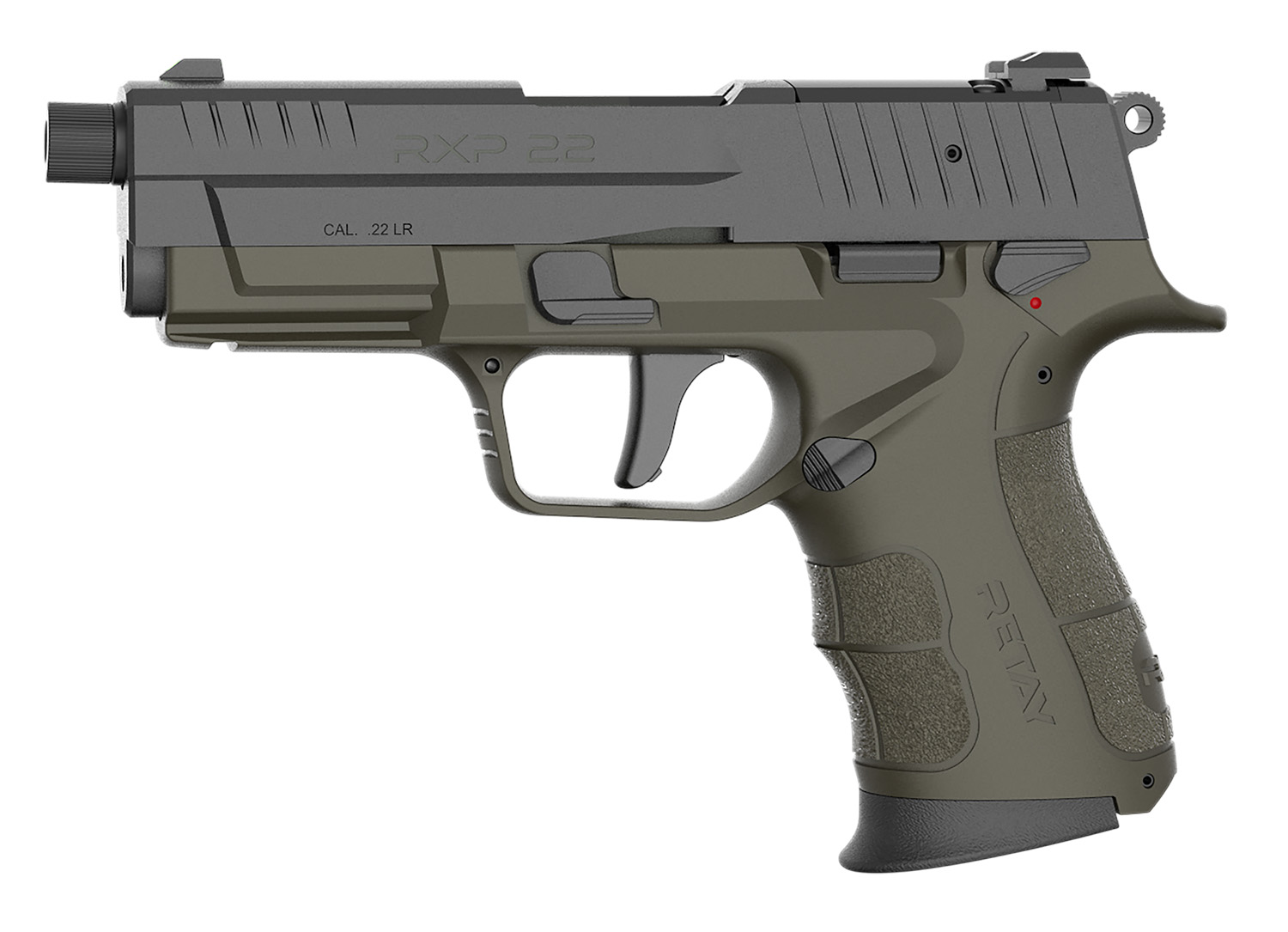 Retay USA RXP22ODBLKS13TH RXP 22 LR 13+1 4″ Threaded Barrel, Black Cerakote Optic Ready/Serrated Slide, OD Green Cerakote Polymer Frame w/Accessory Rail, RMR/RMSc Footprint