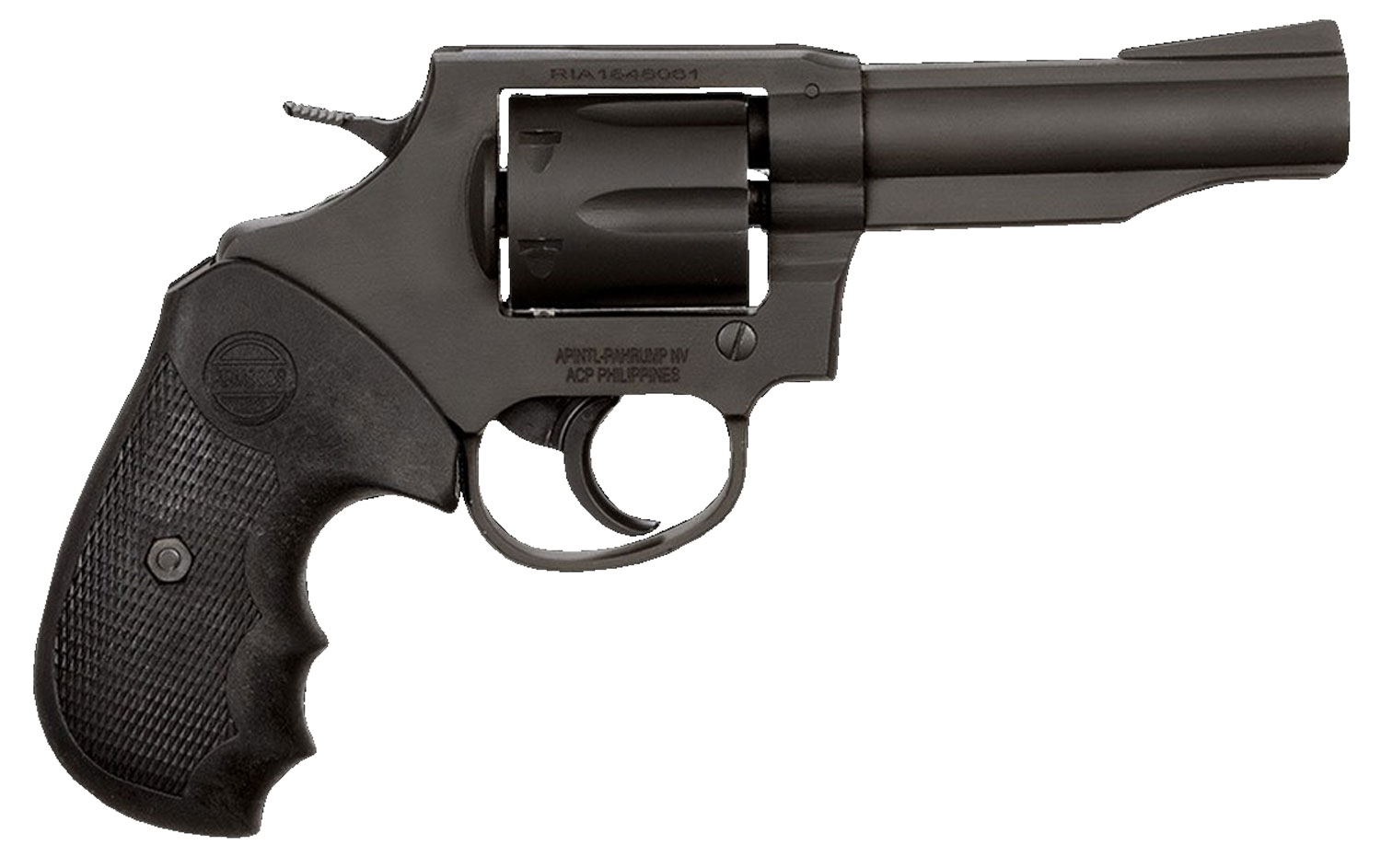 Rock Island 51261 M200 Medium Frame 38 Special 6rd 4″ Black Parkerized Steel Barrel, Cylinder & Frame, Black Finger Grooved Grip, Transfer Bar Safety, Exposed Hammer