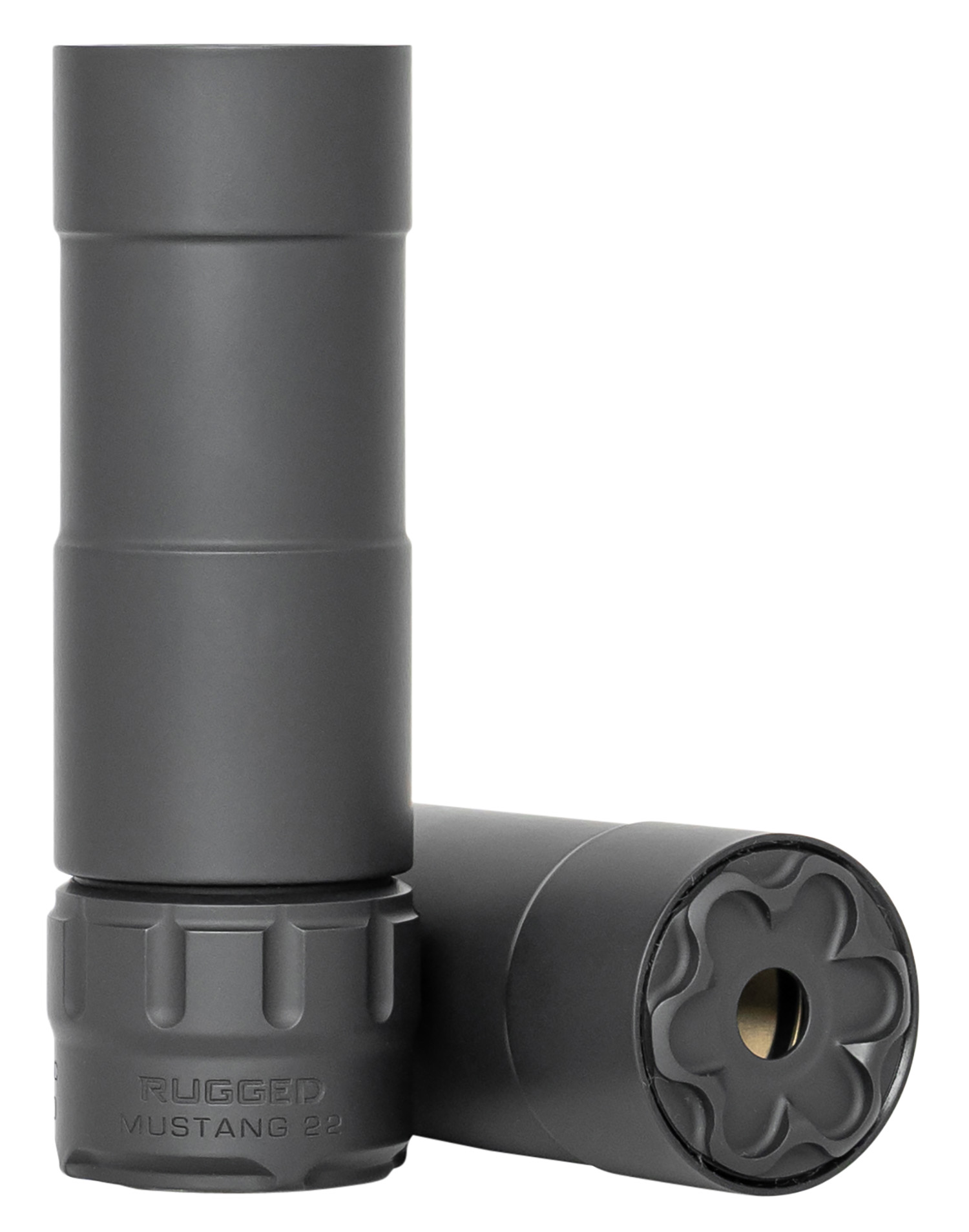 Rugged Suppressor P5122 Mustang 22 22 LR 1.06″ D 1/2″-28 tpi 113dB At Ear Black High Temp Cerakote 7075-T6 Aluminum Baffles/Tube Titanium Mount