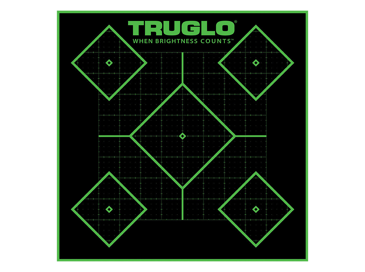 TruGlo TG14A25BB Tru-See 5- Diamond Target Self-Adhesive Heavy Paper Black/Green 12″x12″ 25 Pack