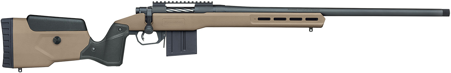 Mossberg 28148 Patriot LR Tactical 6.5 PRC 10+1 22″ Matte Blued Threaded Bull Barrel, Matte Blued Picatinny Rail MDT Oryx Tactical M-LOK Flat Dark Earth Synthetic Stock, Right Hand