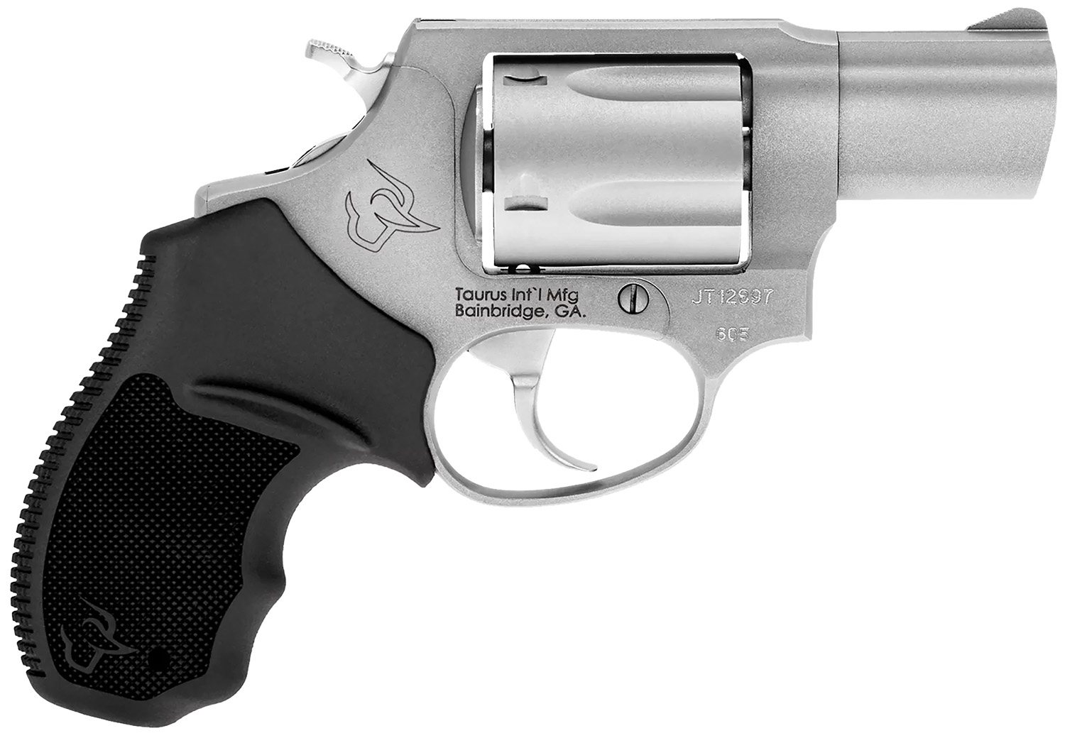 Taurus 2-605029 605 Small 357 Mag/38 Special +P 5 Shot 2″ Matte Stainless Steel Barrel, Cylinder & Frame, Black Finger Grooved Rubber Grip, Transfer Bar Safety, Exposed Hammer