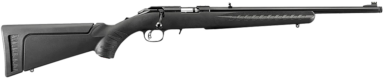 Ruger 8312 American Rimfire Full Size 17 HMR 9+1 18″ Satin Blued Threaded Barrel & Alloy Steel Receiver w/Integral Scope Mount, Black Fixed Synthetic Stock, Right Hand