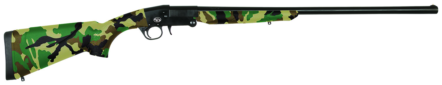 Charles Daly 930335 101 Compact 20 Gauge Break Open 3″ 1rd 26″ Black Steel Single Shot Barrel & Receiver, Fixed Woodland Camo Synthetic Stock, Beretta/Benelli Mobil Choke System
