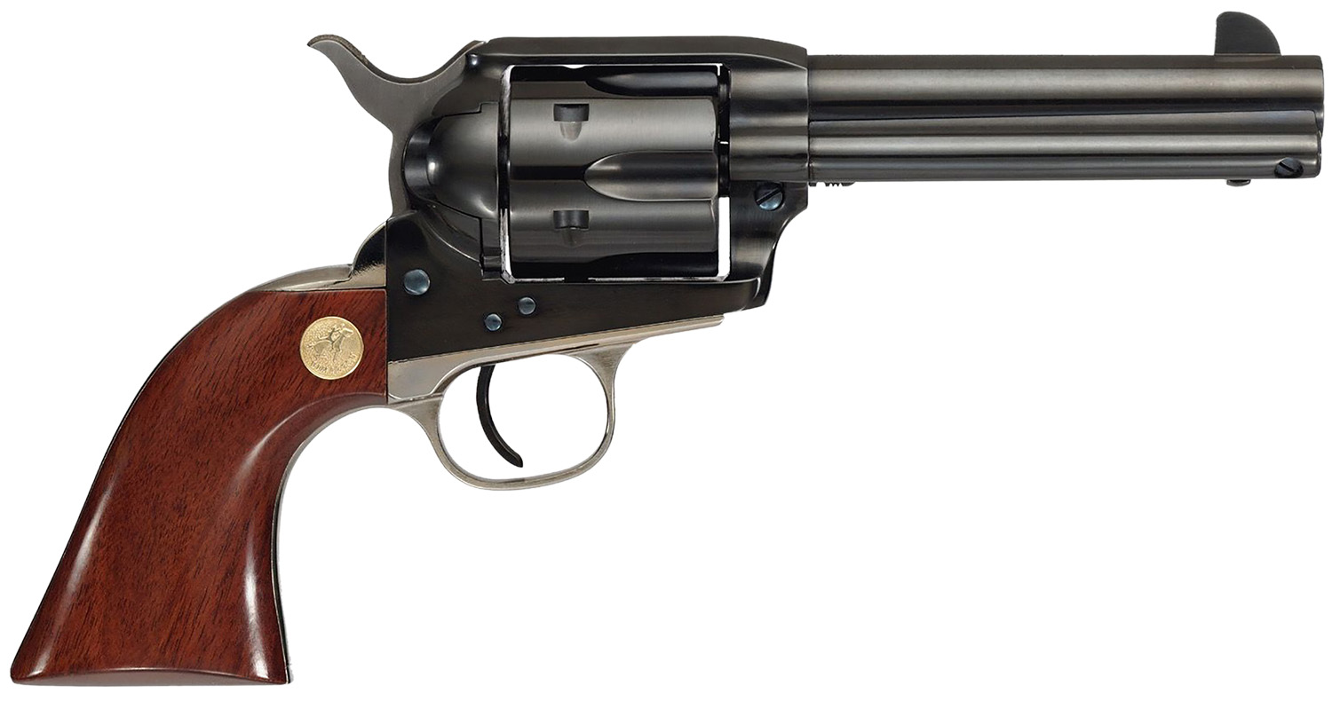 Cimarron MP410B1401 Pistoleer 45 Colt (Long Colt) 6 Shot 4.75″ Blued Stainless Steel Barrel, Blued Cylinder, Blued Steel Frame, Walnut Grip, Exposed Hammer