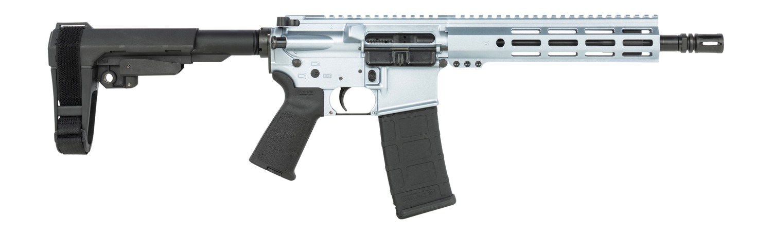 Shark Coast Tactical SCC07114AGC-P Arctic Gun Candy 5.56 NATO 30+1 10.50″ Black Nitride Threaded Barrel, Aluminum Receiver w/Picatinny Rail, M-LOK Handguard, SB Tactical SBA3 Brace, Polymer Grip