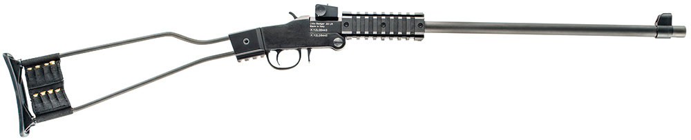Chiappa Firearms 500110 Little Badger  Full Size 22 WMR 1 Shot, 16.50″ Black Cerakote Steel Threaded Barrel, Black Cerakote Quad Picatinny Receiver, Black Cerakote Underfolding Wire Frame Stock, Right