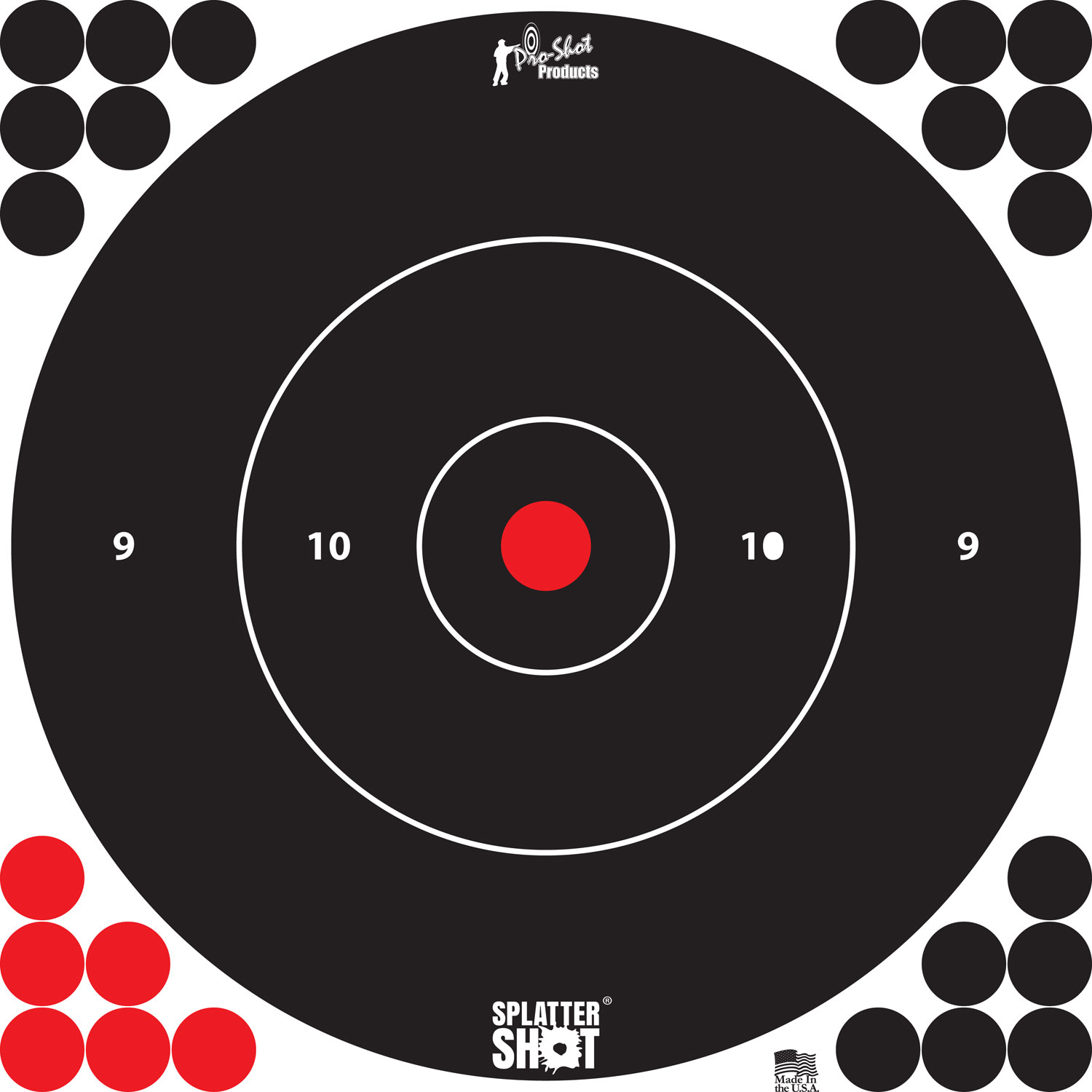 Pro-Shot 12BWHTE5PK SplatterShot Self-Adhesive Paper Black/White 12″ Bullseye 5 Pack