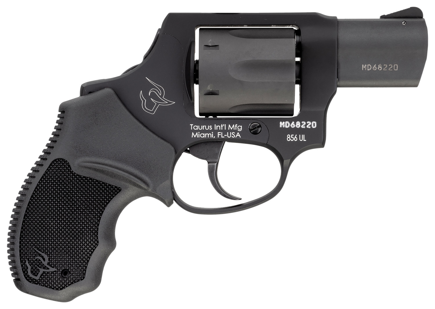 Taurus 2-856021ULCH 856 Ultra-Lite 38 Special +P 6rd 2″ Matte Black Carbon Steel Cylinder & Barrel Matte Black Anodized Aluminum Frame Black Rubber Grip (Concealed Hammer)