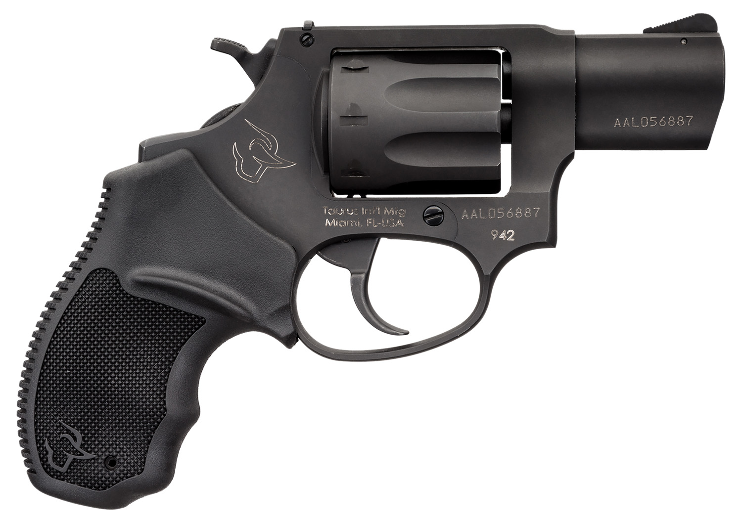 Taurus 2-942021 942 22 LR 8rd 2″ Barrel, Overall Matte Black Finish Steel & Finger Grooved Black Polymer Grip