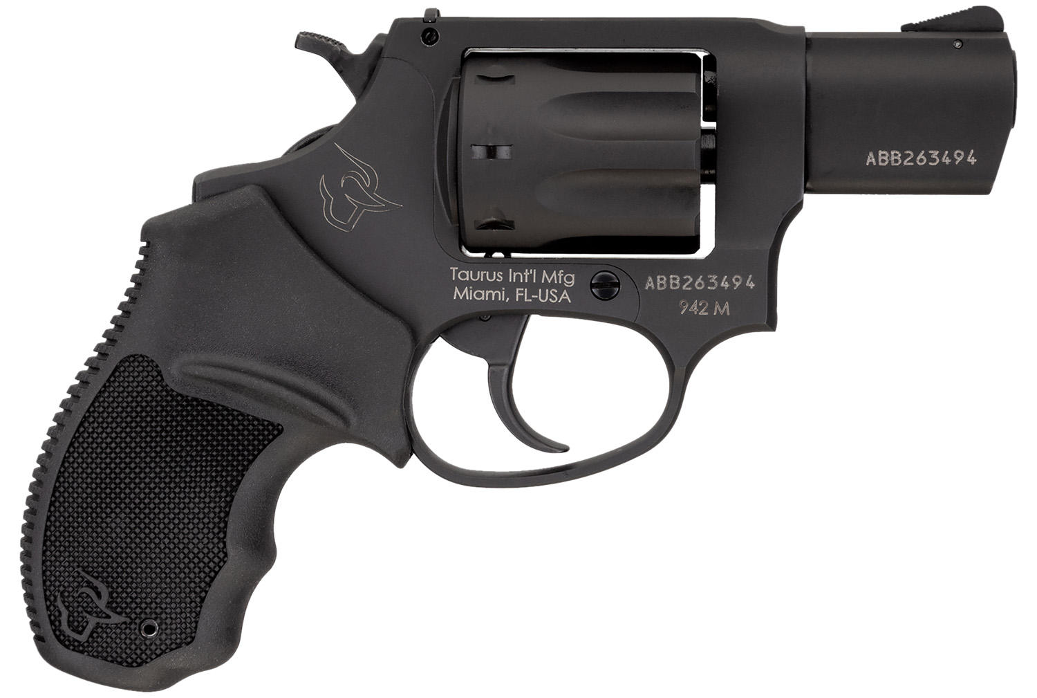 Taurus 2942M021 942  22 WMR 8rd 2″ Barrel, Overall Matte Black Finish Steel & Finger Grooved Black Polymer Grip