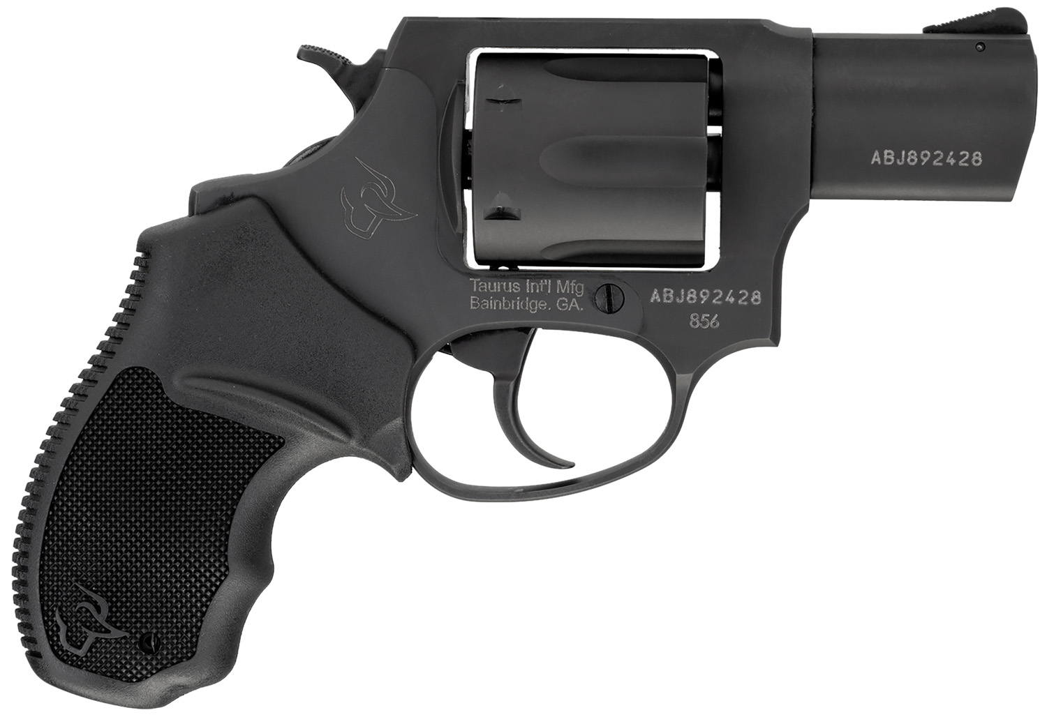 Taurus 2-85621-MA 856 *MA Compliant Small 38 Special +P 6 Shot 2″ Matte Black Alloy Steel Barrel, Cylinder & Frame, Black Rubber Grips, Transfer Bar Safety, Exposed Hammer
