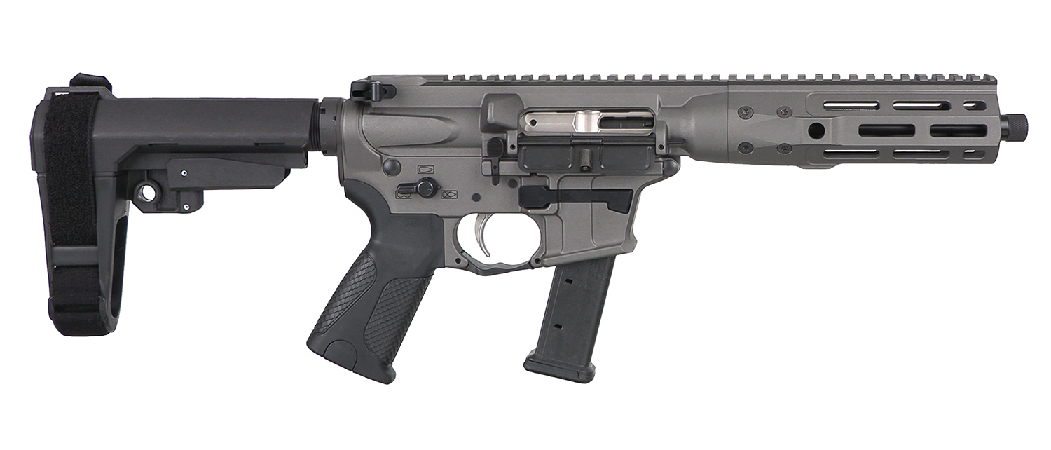 LWRC ICP9TG8SBA3 IC-9  9mm Luger 8.50″ 33+1 Black Nitride Threaded Barrel, Tungsten Anodized Aluminum Picatinny Rail Receiver, SB Tactical SBA3 Brace, LWRC Ultra Combat Grip, Ambidextrous