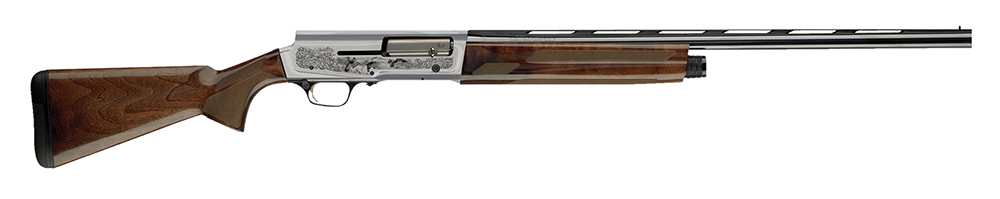 Browning 0118203005 A5 Ultimate 12 Gauge 26″ Barrel 3″ 4+1, Blued Barrel, Engraved Satin Nickel Finished Receiver, Gloss Oil Grade III Turkish Walnut Stock