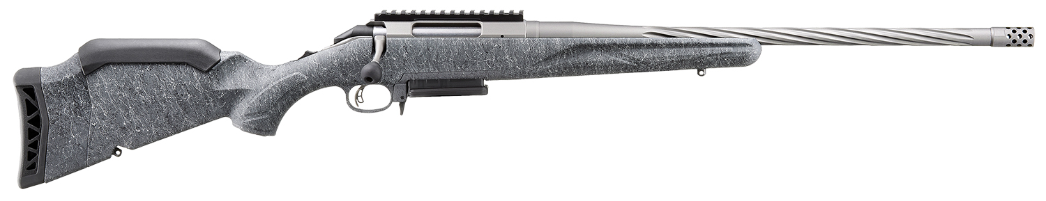 Ruger 46916 American II Full Size 6.5 PRC 3+1 20″ Cobalt Cerakote Spiral Fluted Threaded Barrel & Alloy Steel Receiver w/Picatinny Rail, Gray Splatter Adj LOP Synthetic Stock