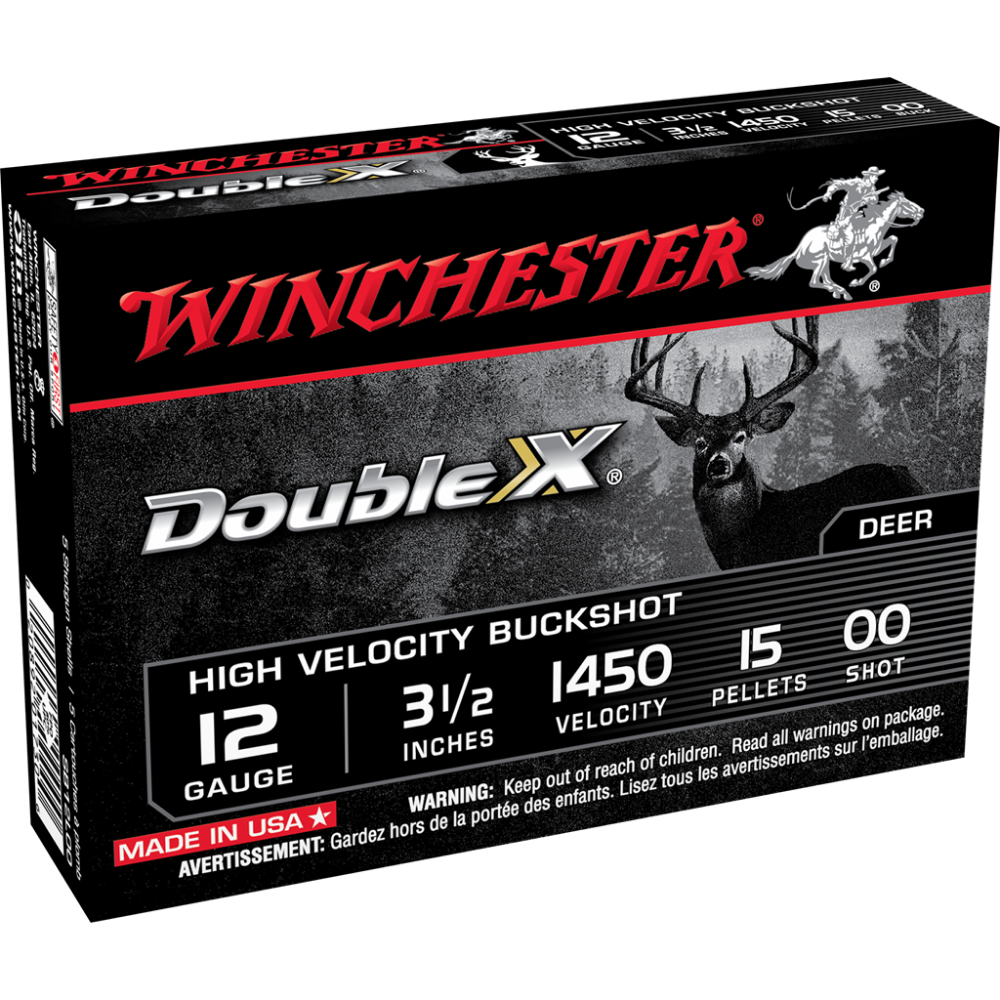 Winchester Double X High-Velocity Buckshot Shotshell 12 ga 3-1/2″ 15 plts #00 1450 fps 5/ct