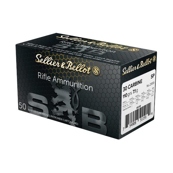 Sellier & Bellot Rifle Ammunition .30 Carbine 110 gr FMJ 1990 fps – 50/box