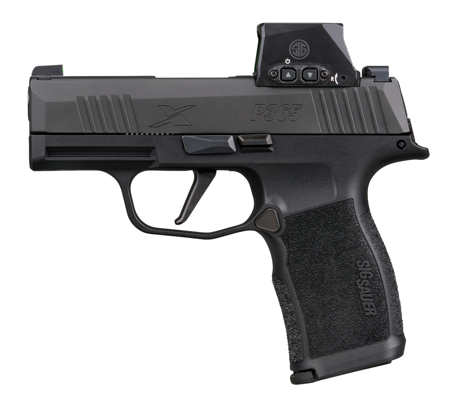 Sig Sauer 365X9BXR3RXSL10 P365X w/Optic Micro-Compact 9mm Luger 10+1 3.10″ Black Barrel, Black Nitron Stainless Steel Serrated w/Sig ROMEO-X SIG-LOC Reflex Sight, Black Stainless Steel Frame w/Accesso